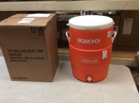 Igloo Seat Top Beverage Dispenser, Orange/White, 10 Gallon - Appears New&nbsp;