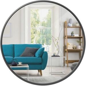 Framed Round Bathroom Vanity Wall Mirror w/ Anti-Blast Film - 36in 