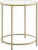 VASAGLE Round&nbsp;Glass End Table with Metal Frame, Gold&nbsp;