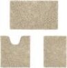 HOMEIDEAS 3 Piece&nbsp;Ultra Soft Non Slip and Absorbent Chenille Bath Rug Set, Beige