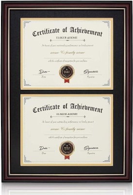 Double Certificate Black With Golden Rim 8.5"x11" With Mat
