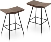 Aodrova Counter Height Wood Bar Stools with Concave Seat, Set of 2&nbsp;