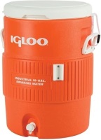 Igloo Seat Top Beverage Dispenser, Orange/White, 10 Gallon - Appears New