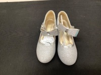 Girls Size 2 Silver Glitter Heels 