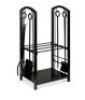 5-Piece Firewood Log Rack Holder Tools Set w/ Hook, Broom, Shovel, Tongs&nbsp;
