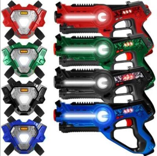 Set of 4 Infrared Laser Tag Blasters and Vests for Kids & Adults&nbsp;