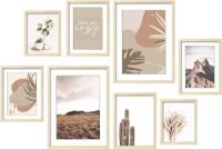 ArtbyHannah 8-Pack Neutral Gallery Wall Frame Set with Decorative Art Prints, 11x14 x2, 8x10 x4, 6x8 x2