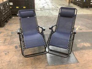 Set of 2 Adjustable Zero Gravity Patio Chair Recliners w/ Cup Holders 