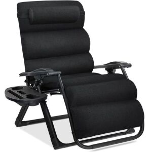 Oversized Zero Gravity Chair, Folding Outdoor Recliner w/ Removable Cushion 