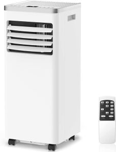 ZAFRO 8,000 BTU 3-in-1 Portable AC with Dehumidifier/Fan/Sleep Modes, 24Hrs Timer/Remote/Digital Display, Cool Room up to 350 Sq.ft, White 