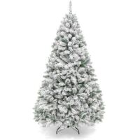 9' Premium Snow Flocked Artificial Pine Christmas Tree w/ Foldable Metal Base&nbsp;