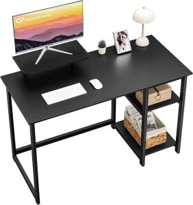 GreenForest Computer Desk with Monitor Stand and Reversible Storage Shelves, 39 inch  