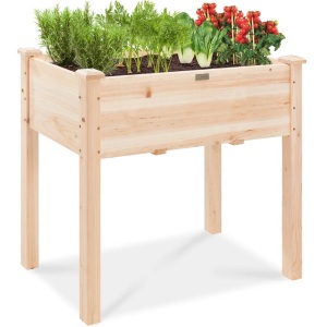 Raised Garden Bed, Elevated Wood Planter Box Stand w/ Bed Liner