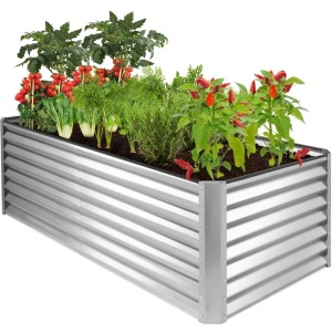 Outdoor Metal Raised Garden Bed for Vegetables, Flowers, Herbs