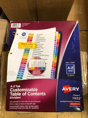 Lot of (4) 6 Ct. A-Z Tab Customizable Table of Contents Dividers