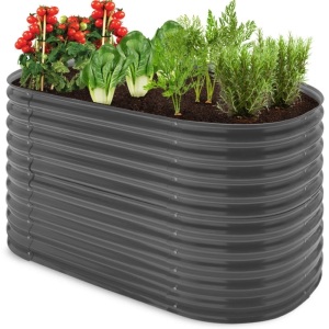 Raised Oval Garden Bed, Customizable Elevated Outdoor Metal Planter