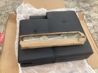 Faux Leather Upholstered Convertible Sofa Bed Futon w/ 2 Cupholders - Unknown if Hardware Complete