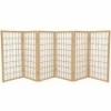 Oriental Furniture 3 ft. Tall Window Pane Shoji Screen,&nbsp;Natural,&nbsp;6 Panels - Appears New&nbsp;