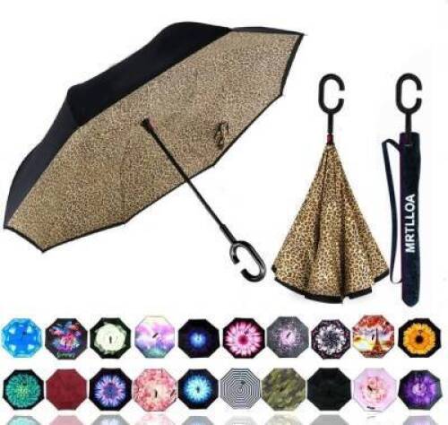 Double Layer Inverted Umbrella with C-Shaped Handle