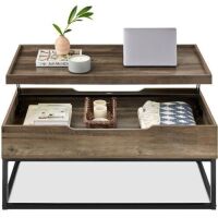 Lift Top Coffee Table w/ Tray Edge Tabletop, Wood-Grain Finish - 44in&nbsp;