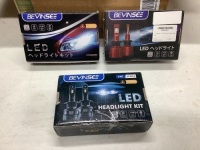 Lot of (3) Bevinsee LED Headlight Bulbs&nbsp;