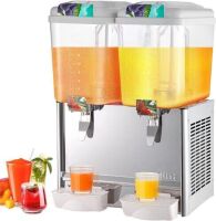 VEVOR 110V Commercial Cold Beverage Dispenser Machine 9.5 Gallon&nbsp;2 Tanks 300W Stainless Steel - Gets Cool, Paddles Turn
