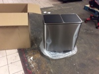 Stainless Steel Dual Compartment Trash/Recycle Bin - Appears New with Cosmetic Damage
