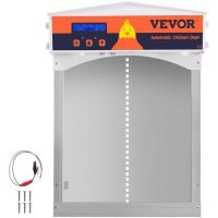 VEVOR Gray Automatic Chicken Coop Door, Auto Close, Gear Lifter Galvanized Poultry Gate with Evening and Morning Delayed Opening Timer & Light Sensor, Battery Powered LCD Screen