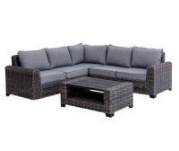 Pembroke All-Weather Wicker Cushioned Patio Sectional & Coffee Table Set - No Box 