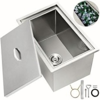 VEVOR 21"x16.8" BBQ Island Stainless Steel Drop In Ice Chest with Drain - Appears New&nbsp;