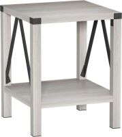 Treocho Farmhouse End Side Table&nbsp;with Shelf, Antique White&nbsp;