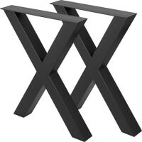 VEVOR Set of 2 Steel Table Legs, 28"H 24"W, Heavy Duty 3.1" Square Box Section X Frame