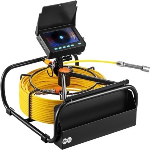 VEVOR 98.4 FT Cable Pipeline Inspection Camera 4.3 Inch TFT LCD Monitor 6PCS LEDs 8500MAH Lithium Battery, DVR Function, 30M&nbsp;