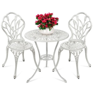 3-Piece Cast Aluminum Patio Bistro Furniture Set 