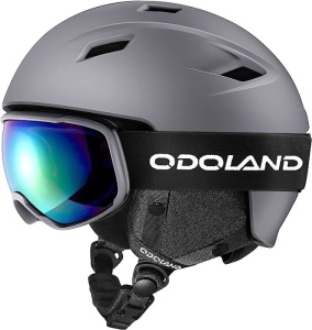 OdoLand Helmet With Ski Mask(Black&White, Medium)