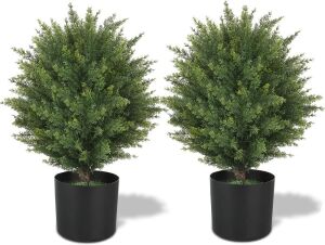 ECOLVANT 20'' Artificial Cedar Topiary Ball Tree, Set of 2 