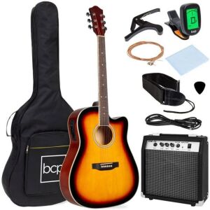 Beginner Acoustic Electric Cutaway Guitar Set w/ Case, Strap - 41in 