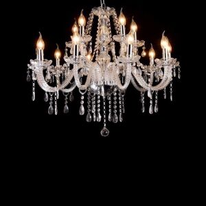 LIUMANG Modern Elegant 15 Lights K9 Crystal Glass Chandelier Pendant, E12 Bulbs Required 