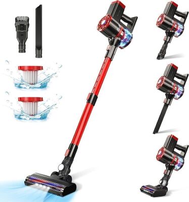 PRETTYCARE 4 in 1 Cordless Stick Vacuum with 35min Long Runtime Detachable Battery, 180W