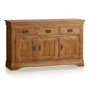 French Farmhouse Rustic Solid Oak Large Sideboard 
