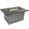 Wicker Propane Fire Pit Table, 50,000 BTU w/ Cover 52in - No Glass Wind Guard 