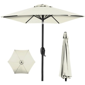 Outdoor Market Patio Umbrella w/ Push Button Tilt, Crank Lift