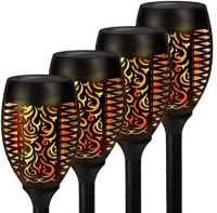 Dervish Solar Dancing Flame Torch Stake Lights, Set of 4 - Appears New in Damaged Box