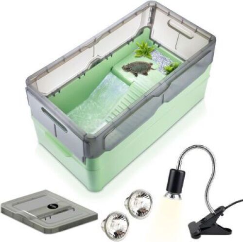 Wedoelsim Small Turtle Tank with Heat Lamp