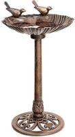 VIVOHOME 28 Inch Height Polyresin Lightweight Outdoor Double Birds Garden Bird Bath Copper&nbsp;