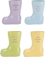 NAT & Jules Bright Colorful 7 inch Ceramic Boot Planter Containers, Set of 4&nbsp;