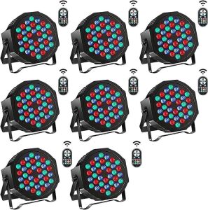 LED Par Lights Corded RGB 7 Channel with Remote Control & DMX Sound Activated, 8 Pack 