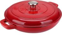 Puricon Enameled Cast Iron Casserole Braiser Pan with Lid and Handles&nbsp;3.8 Quart, 12 Inches&nbsp;