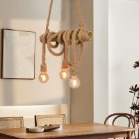 Arturesthome 3 Heads Hemp Rope Pendant Light
