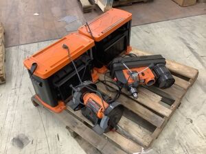 Lot of (2) Planers, Drill Press and Grinder 